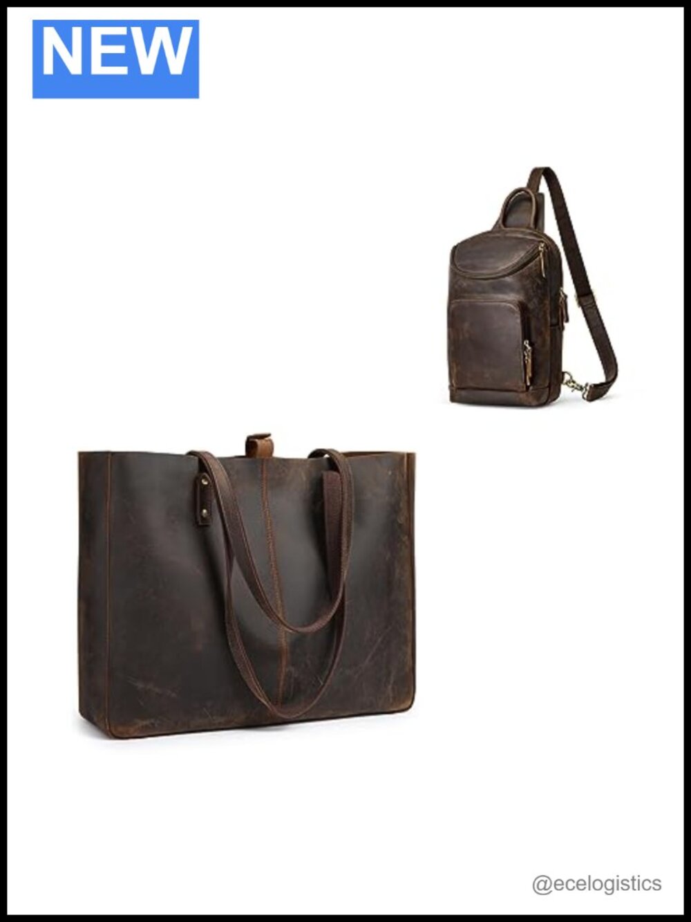 Genuine Leather Convertible Tote Sling Backpack Crossbody Purse
